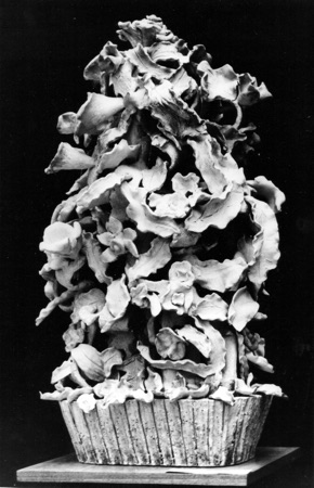Декоративная композиция "Праздничный букет". Шамот, глина, соли. 65х38. 1976.
