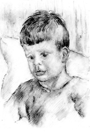 Портрет сына. Б., акв., пастель. 44х32. 1943.